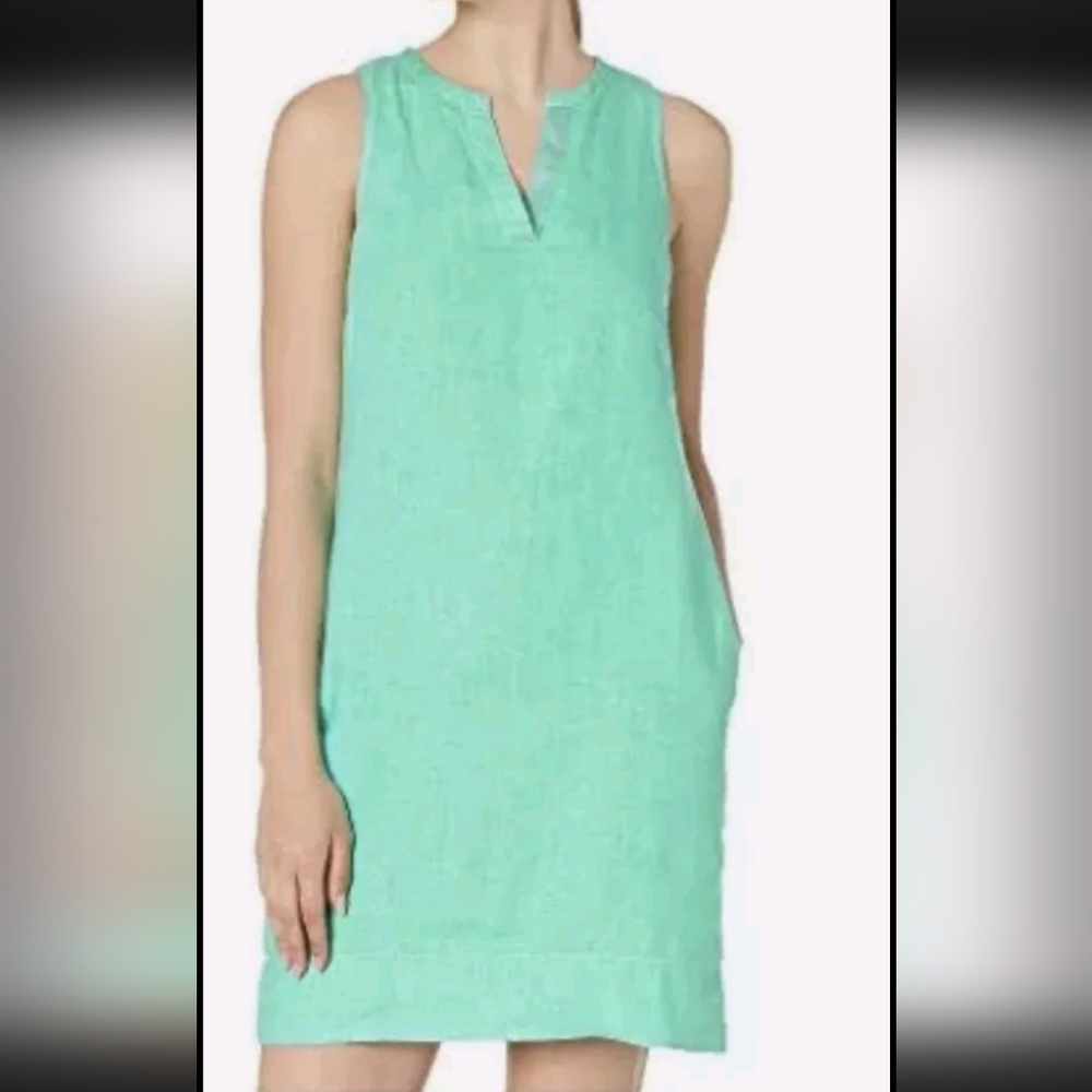 Tommy Bahama Seaglass Linen Shift Seaport Teal Dress